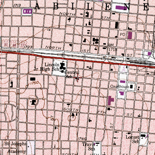 Topographic Map of Abilene Community Church, TX