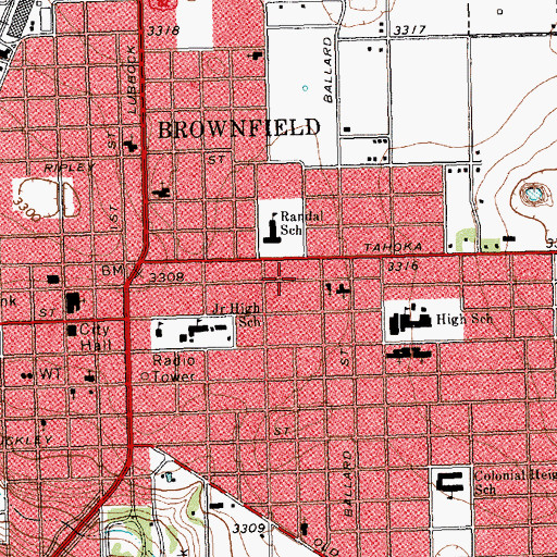 Topographic Map of Bethel Baptist Church, TX