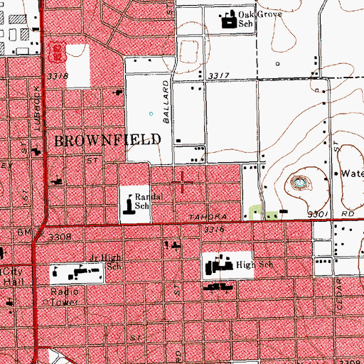 Topographic Map of Immanuel Baptist Church, TX