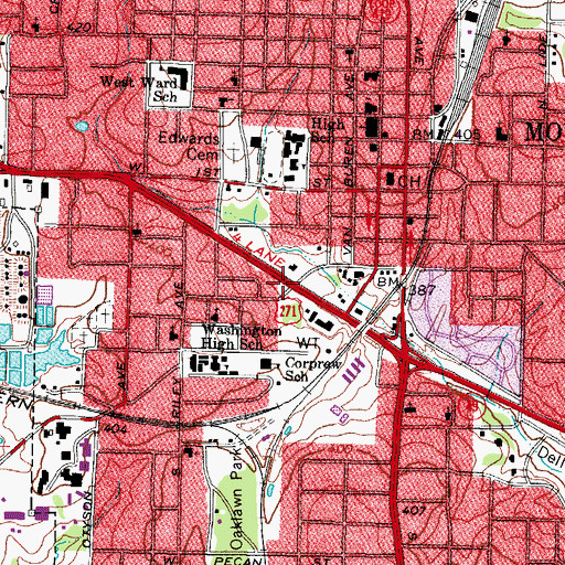 Topographic Map of Dellwood Park Assembly of God Church, TX