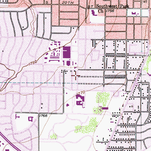 Topographic Map of Southside Church of God, TX
