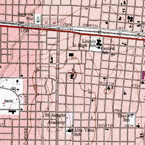 Topographic Map of Heavenly Rest Episcopal Church, TX