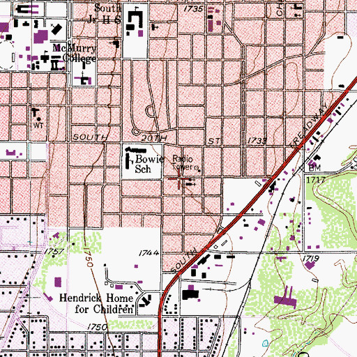 Topographic Map of Belmont Baptist Church, TX