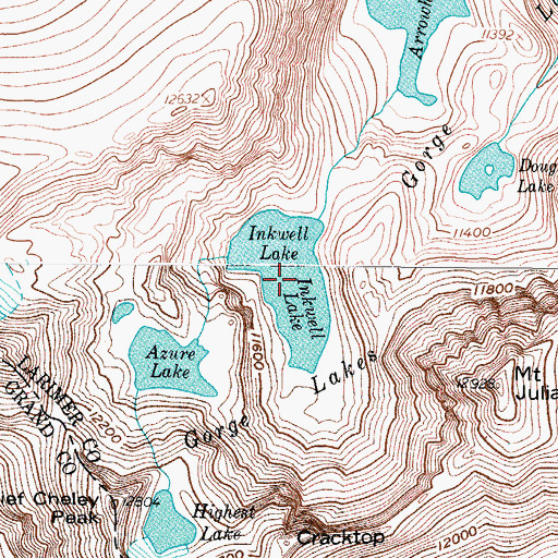 Topographic Map of Inkwell Lake, CO