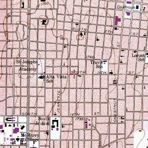 Topographic Map of Fairmont United Methodist Church, TX