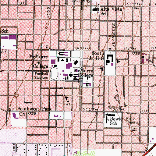 Topographic Map of United Methodist Church - Aldersgate, TX