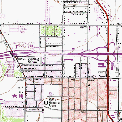 Topographic Map of Central Baptist Church, TX