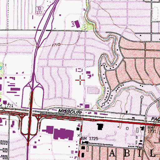 Topographic Map of Elmcrest Baptist Church, TX