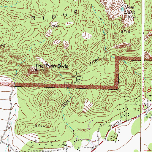 Topographic Map of Gem Lake Trail, CO