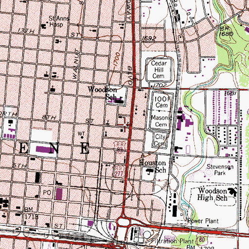 Topographic Map of Mount Moriah Baptist Church, TX