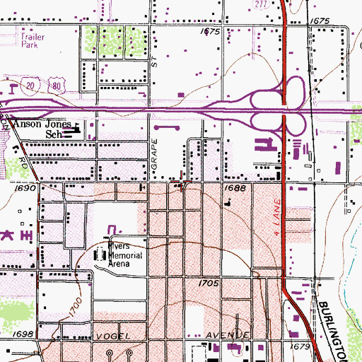 Topographic Map of North Park Baptist Church, TX