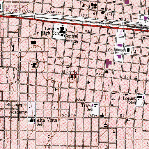 Topographic Map of South Side Baptist Church, TX