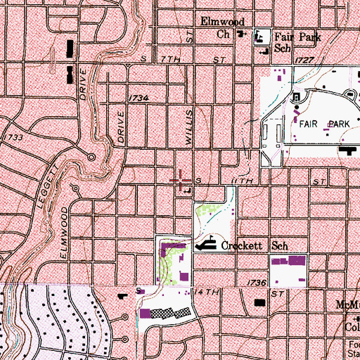 Topographic Map of Church of Christ, TX