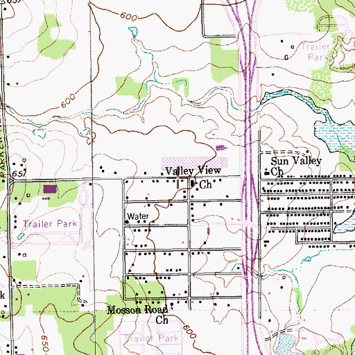 Topographic Map of Valley View Church, TX