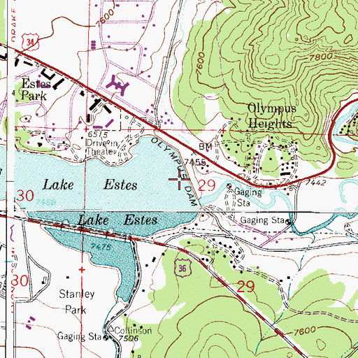 Topographic Map of Lake Estes, CO