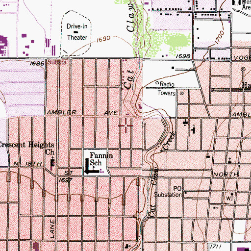 Topographic Map of Ambler Baptist Church, TX