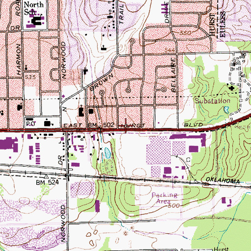 Topographic Map of Aspen Square Fellowship Church, TX