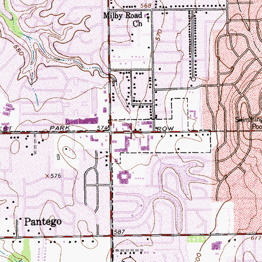 Topographic Map of Chapel in the Oaks Church, TX
