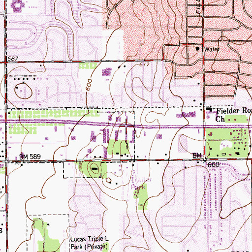 Topographic Map of DFW Community Church, TX