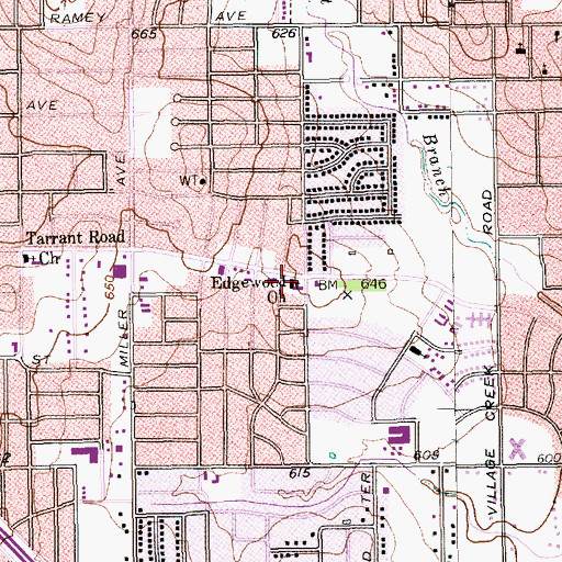 Topographic Map of Edgewood Church, TX