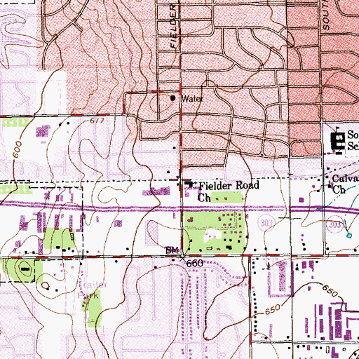Topographic Map of Fielder Road Church, TX