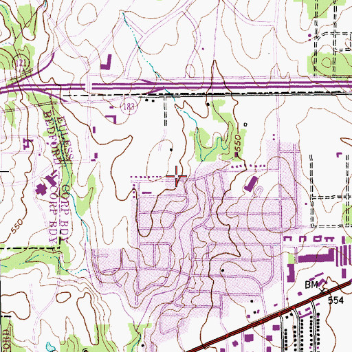 Topographic Map of Grace Community Church, TX