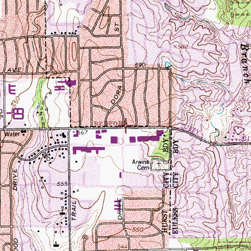 Topographic Map of Grace Fellowship International Church, TX