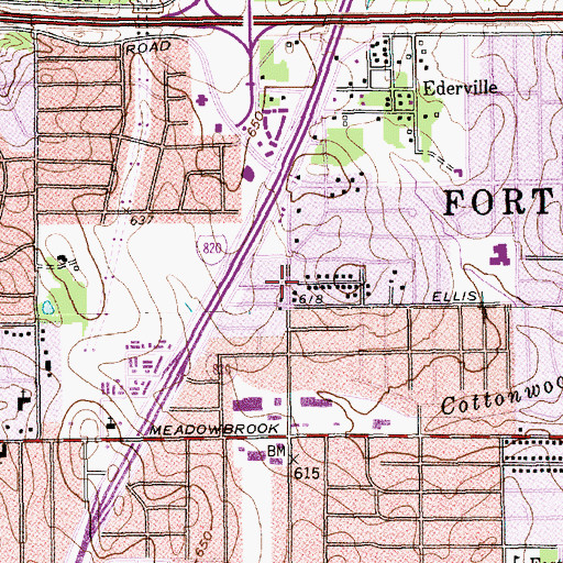 Topographic Map of Meadowbrook East Bible Chapel Church, TX