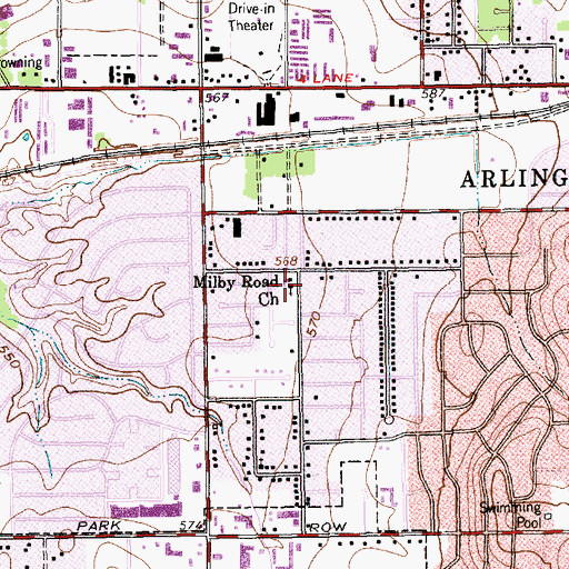 Topographic Map of Milby Road Church, TX