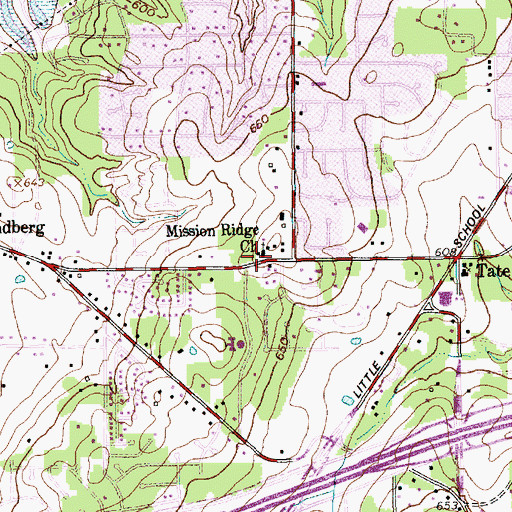 Topographic Map of Mission Ridge Church, TX