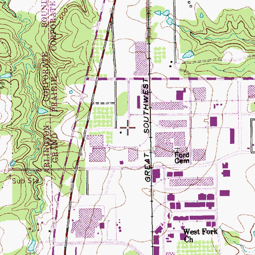 Topographic Map of Oak Ridge Community Church, TX