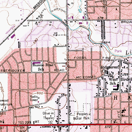Topographic Map of Open Door Fellowship Church, TX