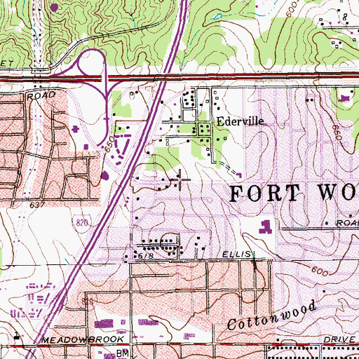 Topographic Map of Seminary Bible Fellowship Church, TX