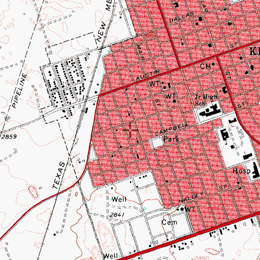 Topographic Map of Church of God, TX