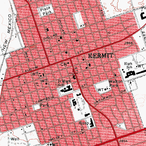 Topographic Map of Community Church, TX