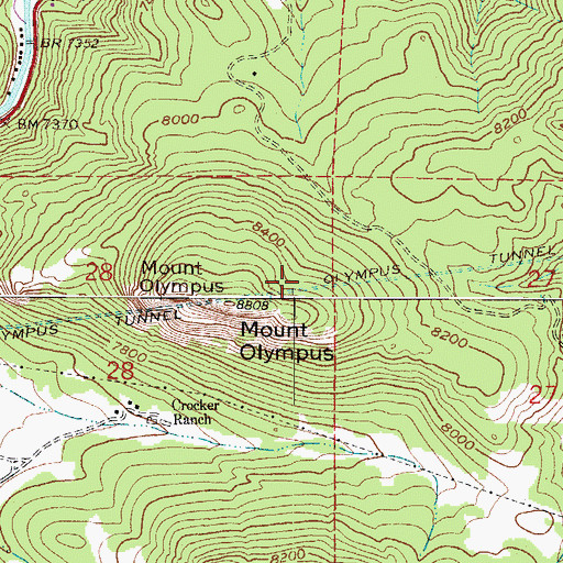 Topographic Map of Olympus Tunnel, CO
