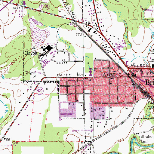 Topographic Map of Cates Street Baptist Church, TX