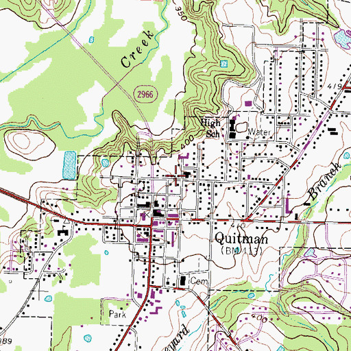 Topographic Map of First Baptist Church, TX