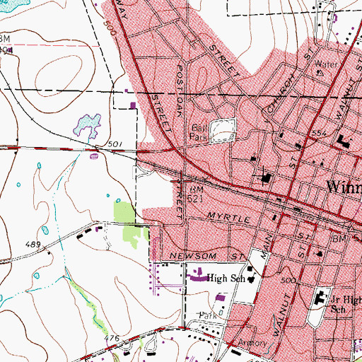 Topographic Map of Immanuel Baptist Church, TX