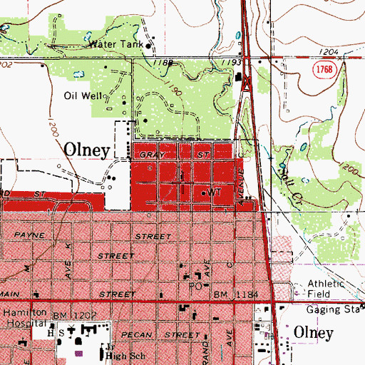 Topographic Map of Immanuel Baptist Church, TX