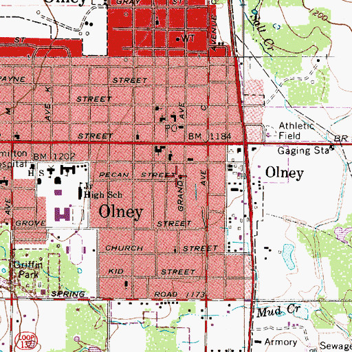 Topographic Map of Church of Christ, TX