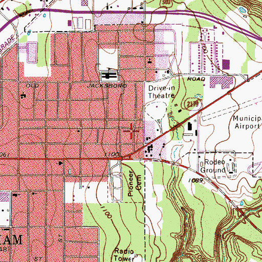 Topographic Map of Church of God, TX