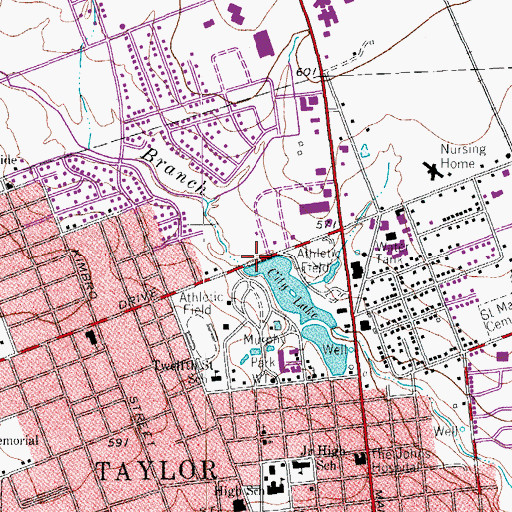 Topographic Map of Memorial Baptist Church, TX