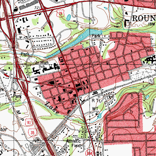 Topographic Map of Primera Iglesia Bautista of Round Rock Church, TX