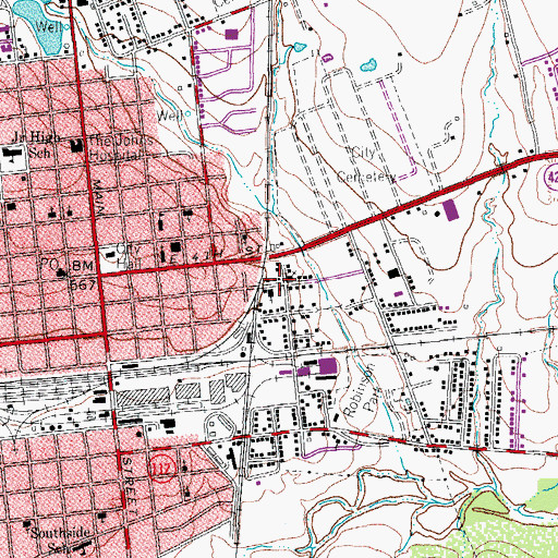 Topographic Map of First Baptist Church, TX