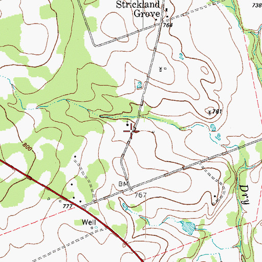 Topographic Map of Church of Christ - Strickland Grove, TX