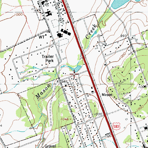 Topographic Map of Leander Church of God, TX