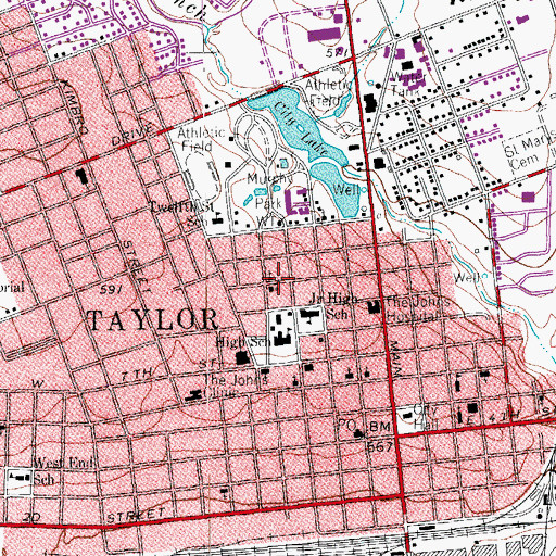 Topographic Map of Templo Ebenezer Church of God, TX