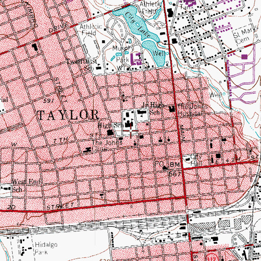 Topographic Map of Saint Paul Lutheran Church, TX