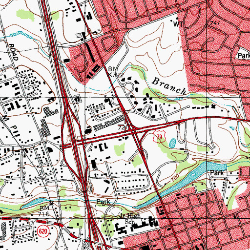 Topographic Map of First United Methodist Church of Round Rock, TX